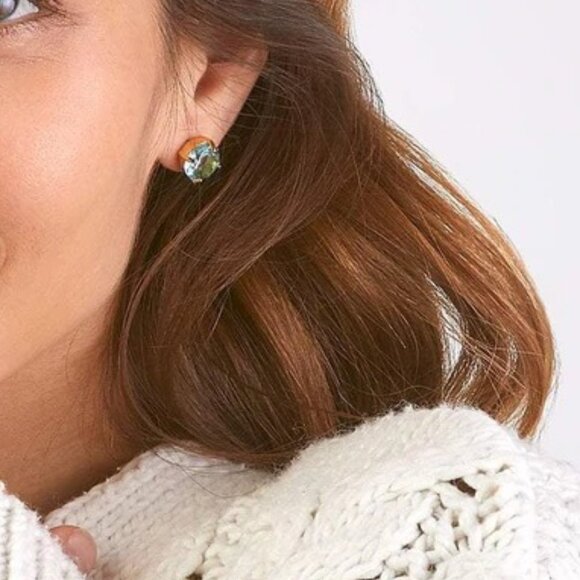 Lele Sadoughi Crystal Stud Earrings Aquamarine - Picture 2 of 2